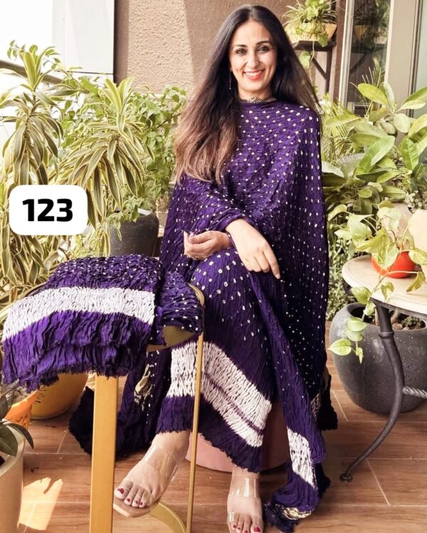 Pure modal silk bandhej suit material - Image 4