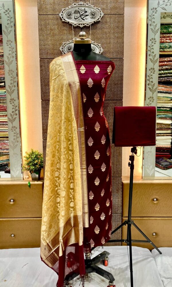 Exclusive Banarasi Unstitched Salwar Suits Dupatta - Image 5