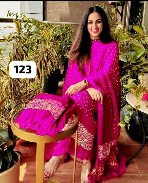 Pure modal silk bandhej suit material - Image 5