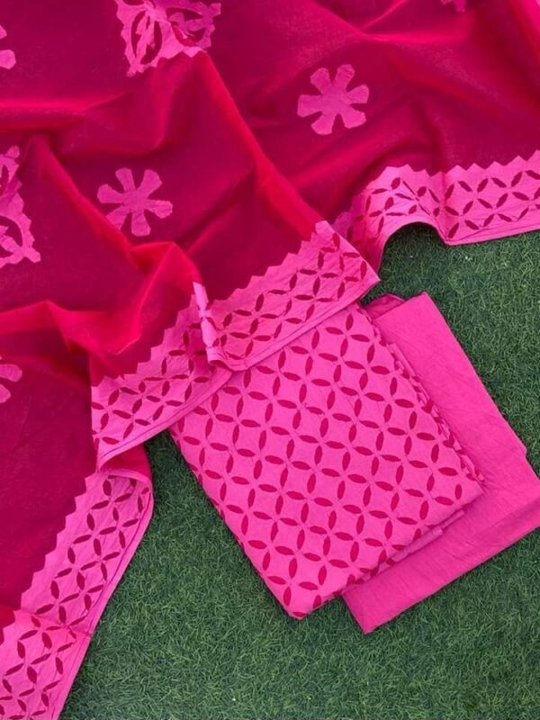 Applique Cotton Suits Material Handmade - Image 26