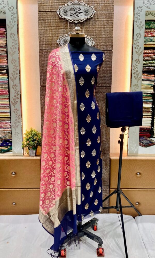 Exclusive Banarasi Unstitched Salwar Suits Dupatta - Image 4