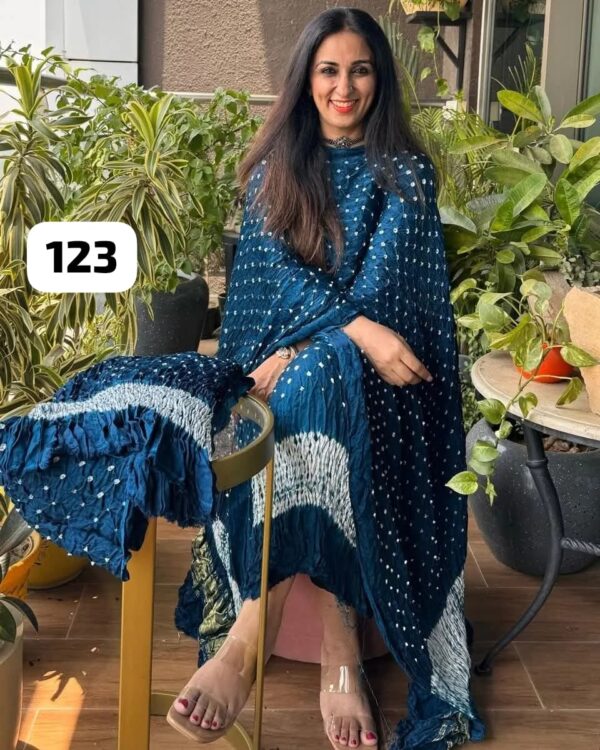 Pure modal silk bandhej suit material - Image 8