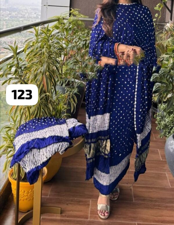 Pure modal silk bandhej suit material - Image 9