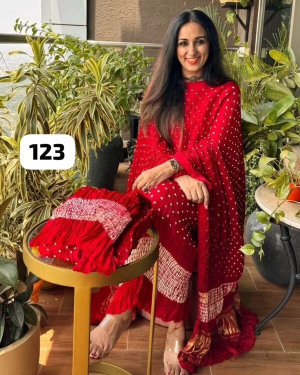 Pure modal silk bandhej suit material - Image 10