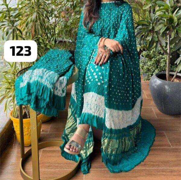 Pure modal silk bandhej suit material - Image 11
