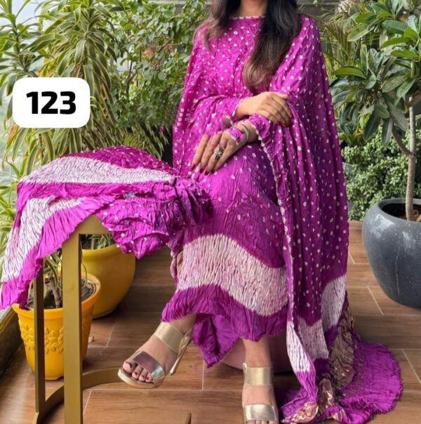 Pure modal silk bandhej suit material - Image 14